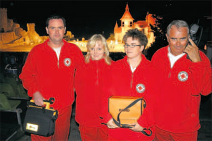 Auch für die Helfer des DRK ist die Festspiel-Zeit nun vorbei: Sebastian Moldt (v. l.), Stefanie Koos, Anka Mix und Werner Ziegenhagen