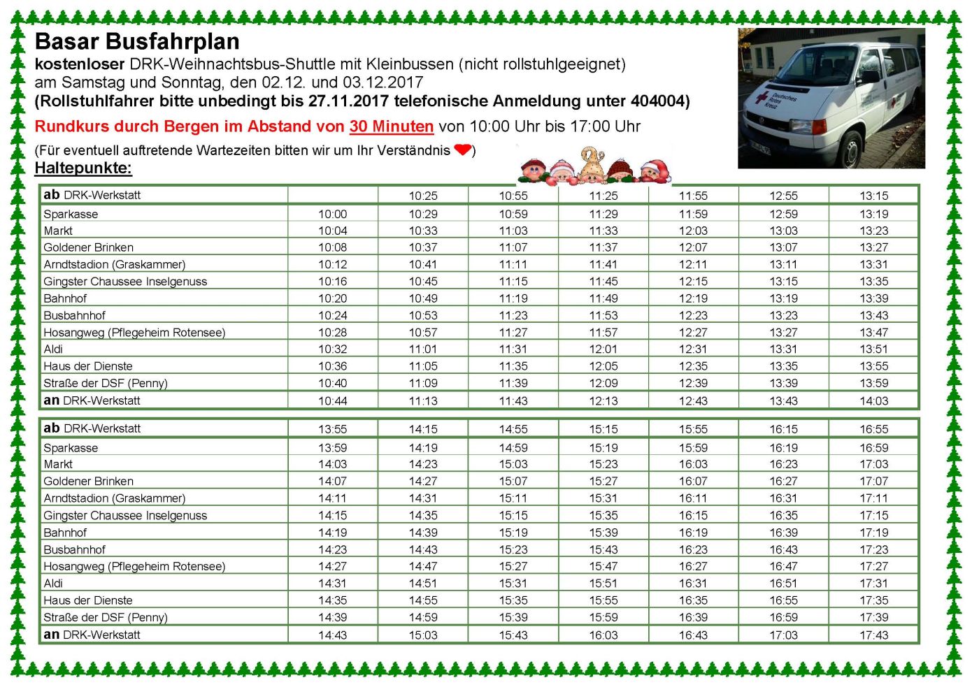 Busfahrplan Weihnachtsbasar